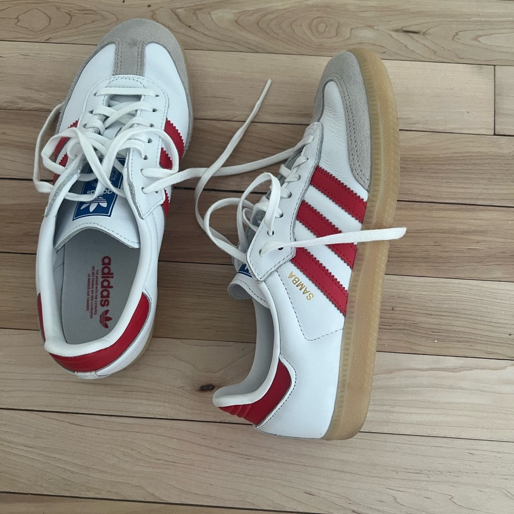Adidas Samba White and Red Shoes